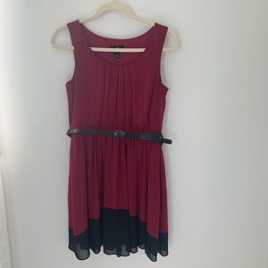 Iz Byer Burgundy and Black Dress